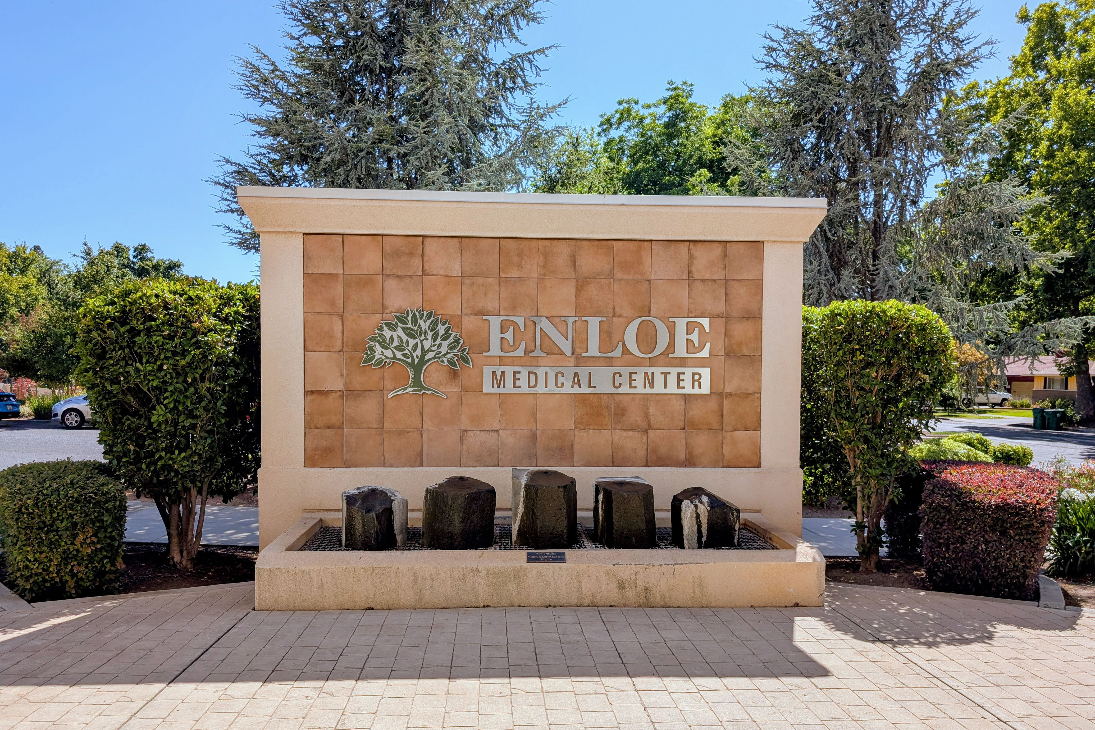 An entrance sign for the Enloe Medical Center.