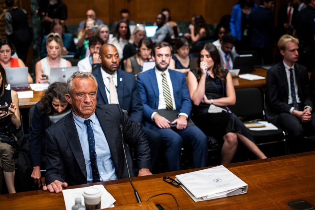 A photo of Robert F. Kennedy Jr. seated in a Senate hearing room.